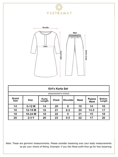 Girl's Green Ikaat Print A-Line Kurta Pyjama Set